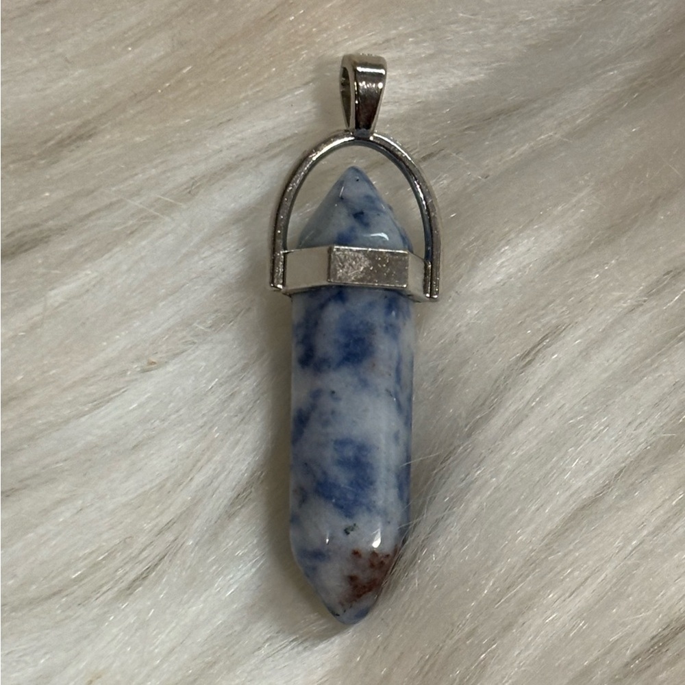 Blue Spot Jasper Crystal Pendant Reiki Chakra NWOT